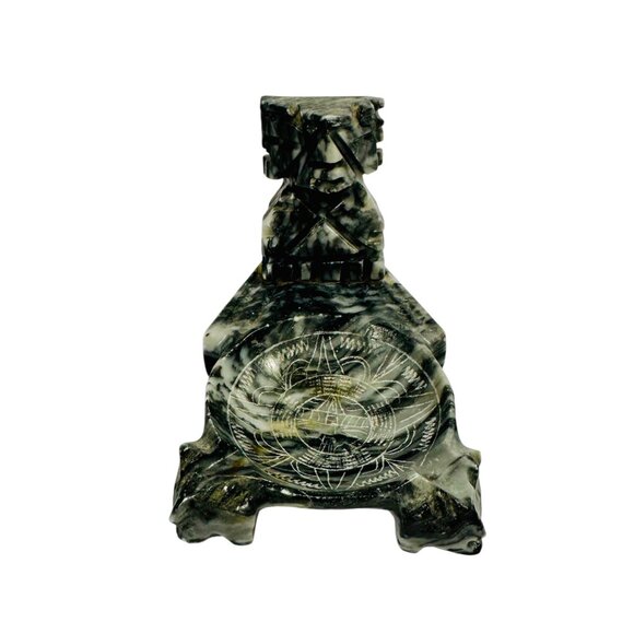 Vintage Hand-Carved Stone Mayan Aztec Ashtray Incense Coin Holder 1960s Souvenir - Picture 2 of 12